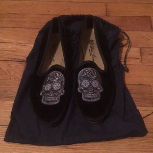 Del Toro Velvet Slippers  Day of Dead Embrodery